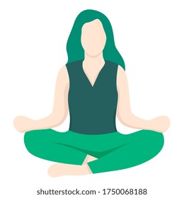 woman sitting doing yoga meditation. people gesture illustration