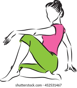 woman sitting down modeling illustration