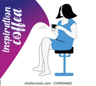 a woman sitting drinking coffee for get inspiration.-illustration vector