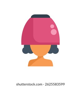 A mulher está sentada com um capuz de secagem de cabelo sobre a cabeça, secando o cabelo em um salão de cabeleireiro