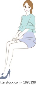Woman sitting with her legs aligned