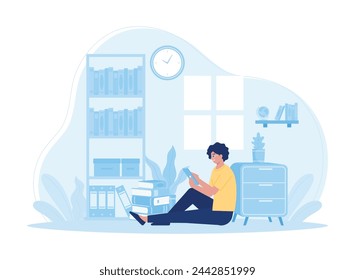Woman sitting at home and taking part in online learning trending concept flat illustration