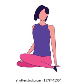 woman sitting with legs crossed icon over white background, vector illustration