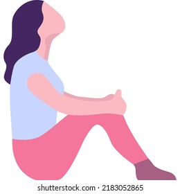 Woman sitting looking up vector icon isolated