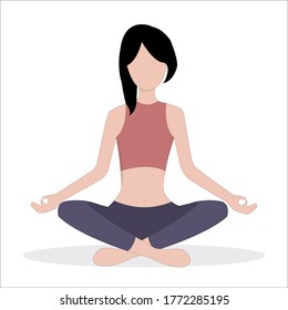 Woman sitting in the lotus position, practicing mindfulness meditation and yoga, healthy lifestyle and spirituality concept. people doing yoga.