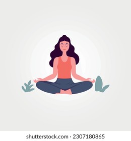 woman sitting meditating calm in nature