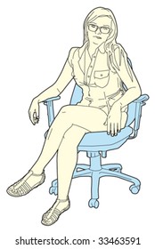 woman sitting office chair bored