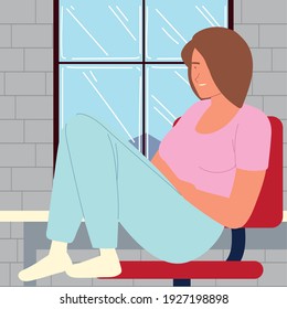 woman sitting office chair procrastination