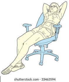 woman sitting office chair relaxing