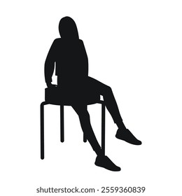 Woman sitting on a chair, black silhouette