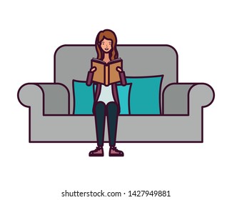 woman sitting on chair with book in hands