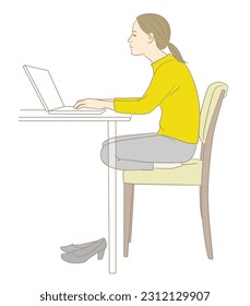 A woman sitting chair   doing desk work