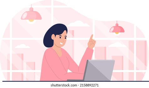 Woman sitting on the chair working on the laptop