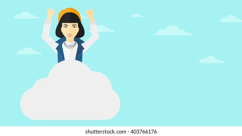 Mujer sentada en la nube.