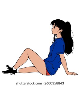 a woman sitting on the floor