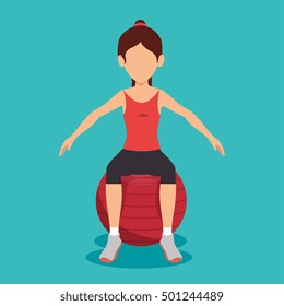 woman sitting on sphere gym fitness