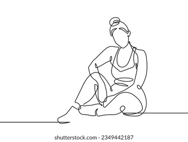 Woman Sitting One Line Drawing  Female Sport Concept Abstract Minimal Outline Illustration  Continuous One Line Drawing Woman Sport Pose  Vector EPS 10  