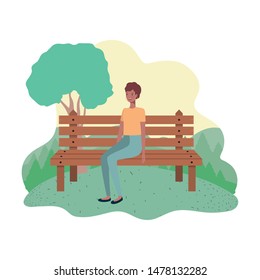 woman sitting in park chair with background landscape