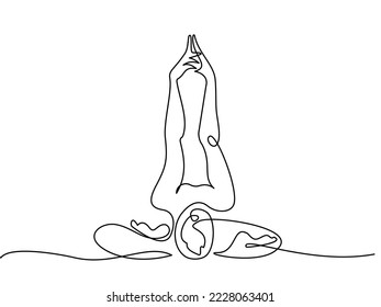 Woman sitting in pose yoga. Continuous one line drawing. Vector illustration