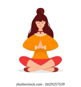 Woman sitting in pose of yoga. International yoga day. Yoga asana. Illustration for yoga, meditation, relax, recreation, healthy lifestyle