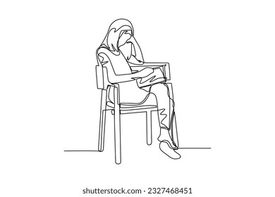 woman sitting reading book line vector illustration design