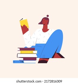 Woman Sitting Reading Book Vector Illustration Stock Vector (Royalty ...