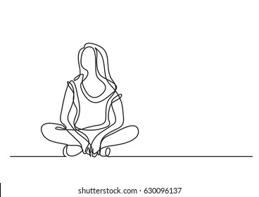 Woman Sitting Relaxed - Continuous Line Drawing