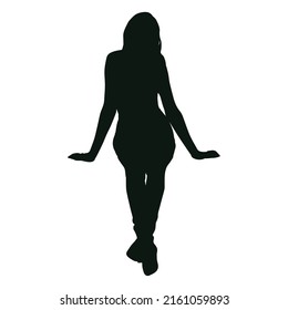 Woman Sitting Silhouette Front View. High quality vector