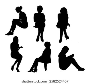 woman sitting silhouette vector design illustration