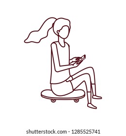 woman sitting with smartphone avatar character
