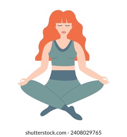 Woman sitting in yoga lotus pose vector clipart