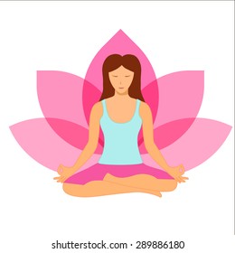 Girl Doing Yoga Meditation Lotus Pose Stock Vector (Royalty Free ...