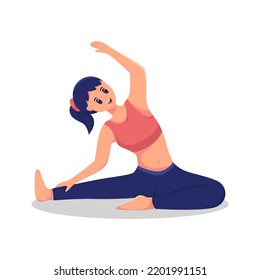 Woman Sitting with Yoga Pose Character Design