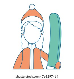 woman with ski equipment