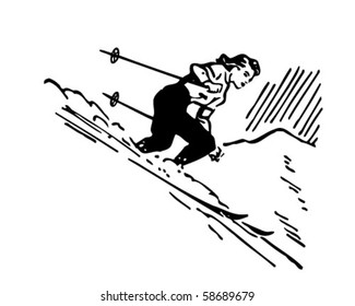 Vintage Stlye German Flat Figure Down-Hill Skiier