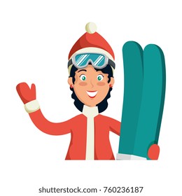 woman skiing with winter clothes