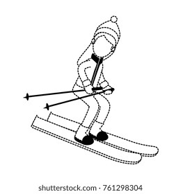 woman skiing with winter clothes