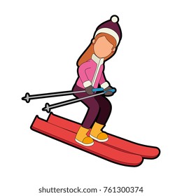 woman skiing with winter clothes