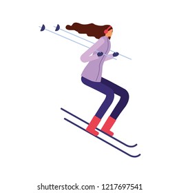 woman skiing in the winter season