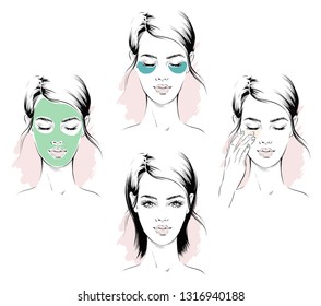 woman skin care eye patch mask