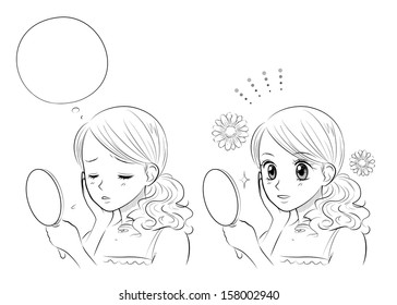 woman skin care, Japanese Manga style