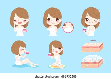 woman with skin care on the blue background