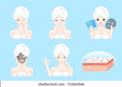 woman with skin care on the blue background