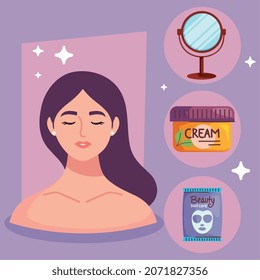 woman and skin care products
