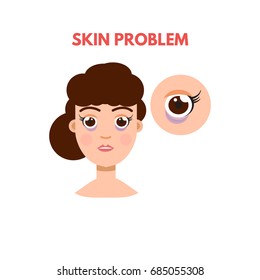 Woman with skin problem. Vector illustration