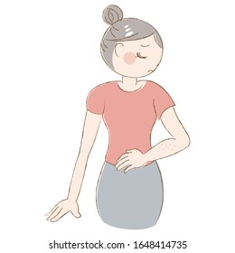 
A woman with skin problems