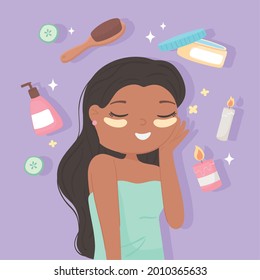 woman skincare beauty products cartoon