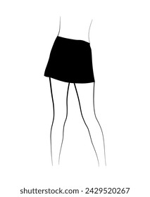 woman skirt black back view legs body drawing