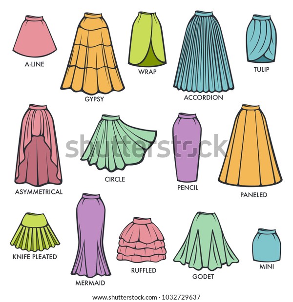Woman Skirt Type Models Collection Vector Stock Vector (Royalty Free ...