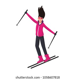 Woman with skis